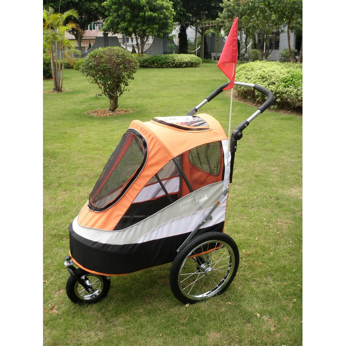 Innopet Sporty: Причіп для собак на велосипед Deluxe чорний/срібний - 2-в-1 (будка та причіп), до 30 кг, з дощем. Включено тягу та з'єднувач.