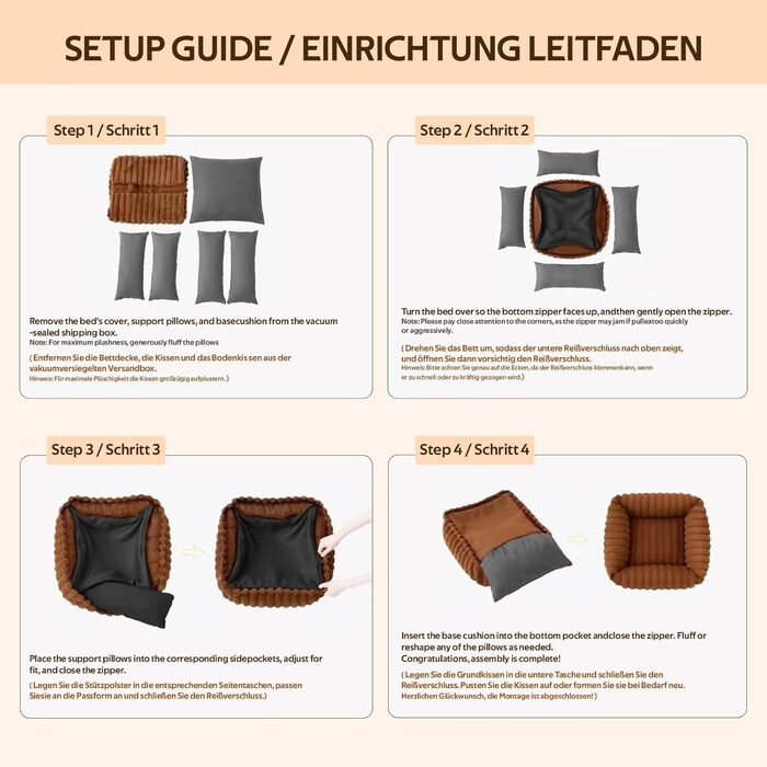 М'яке собаче ліжко для середніх порід, зручне та миється, прямокутне, з неслизьким покриттям, коричневе, розмір M (63x53x18 см)