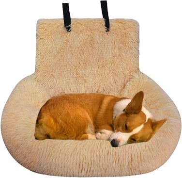 Автокрісло для собак, лежанка для собак у машину, м'яке автокрісло для тварин з ременем безпеки, переноска для собак, авто лежанка для маленьких, середніх та великих собак (персиковий, великий)