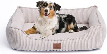 Ортопедичне собаче ліжко з корду, миється, з водонепроникним внутрішнім чохлом, для великих та середніх собак, бежеве (L)