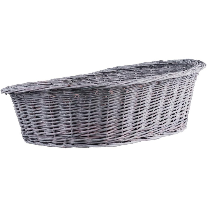 Плетенний корзинка для собак та котів з подушкою, 95x72x27 см (сірий/чорний)