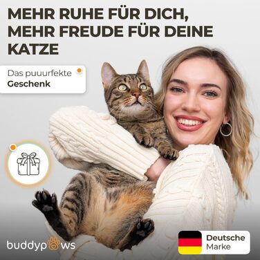 BuddyPaws® Паличка-пір'їна для котів Stabil – Інтерактивна іграшка з 4 пір'ями та котячою м'ятою, висувна 42-104 см, гнучка, з запасним шнуром, аксесуари для котів