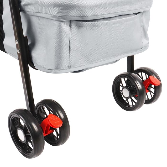 Складаний візок для тварин, 4 колеса, для собак/кішок, цуценят, 50 x 70 x 95 см (сірий)