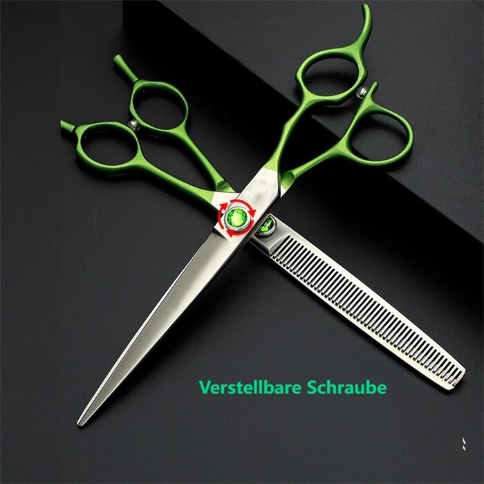 Ножиці для грумінгу собак, вигнуті - 7.0' з японської нержавіючої сталі. Ідеальні для догляду за шерстю собак та котів. Зелені ножиці для грумінгу.