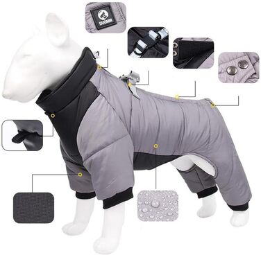 Водонепроникний зимовий теплий наряд для собак, тепла куртка для маленьких та середніх собак, 4 лапи, захист від вітру, світловідбиваюча, оранжевий, XL