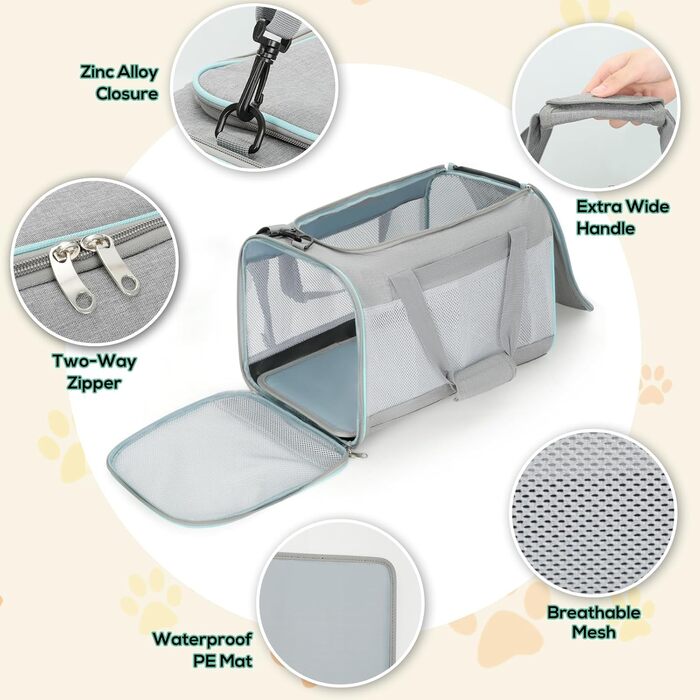 Транспортна сумка Cozary для кота/собаки: переноска для тварин, легка переноска-кошик з знімним підкладкою (44x30x30 см, сіра)