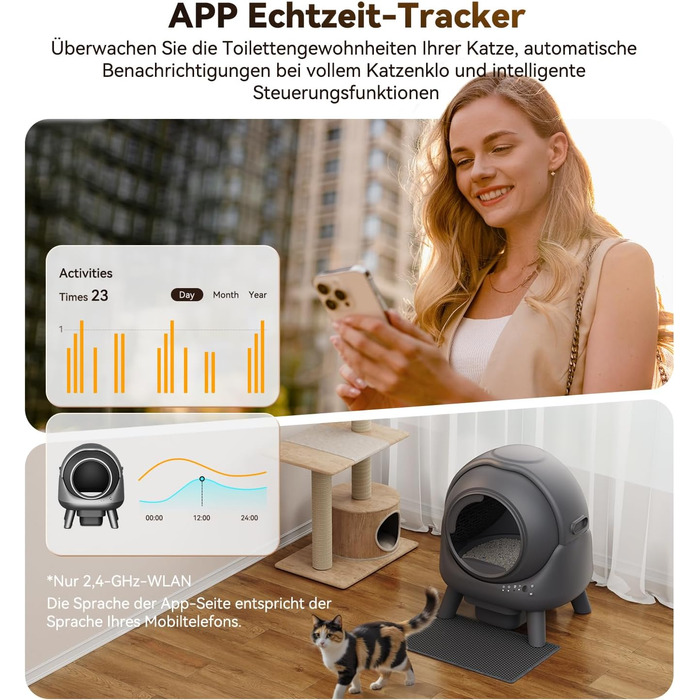 Автоматичний лоток для котів Katzenklo FEELNEEDY 65L з APP-керуванням, сенсорами безпеки та контролем запаху