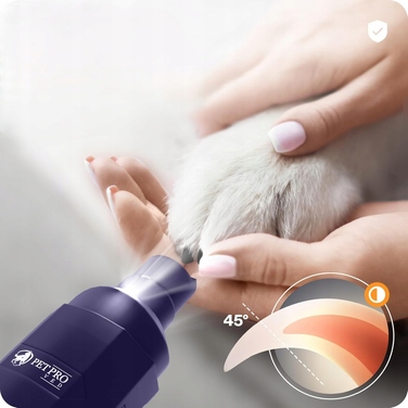 Безшумна LED-машинка для стрижки кігтів собак PetProved, 2 швидкості, фіолетова