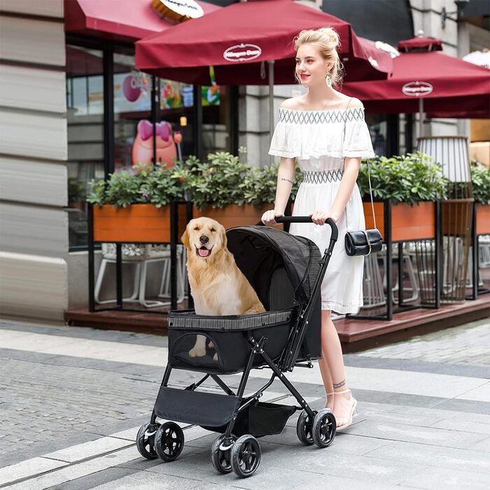 Складана візок для собак та котів, чорний, до 20 кг