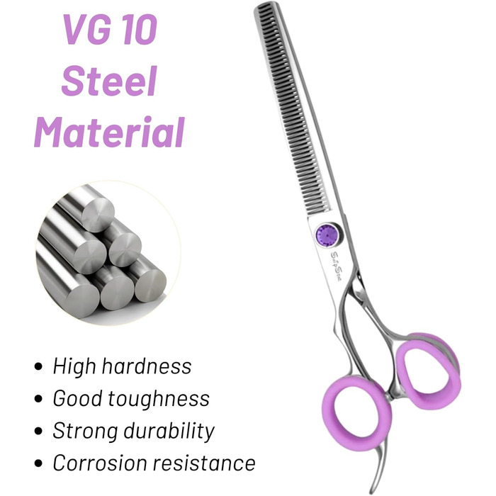 Професійна ножиця для грумінгу собак та котів, 7 дюймів, VG10 сталь, 35% ножиці для розрідження, фіолетовий колір