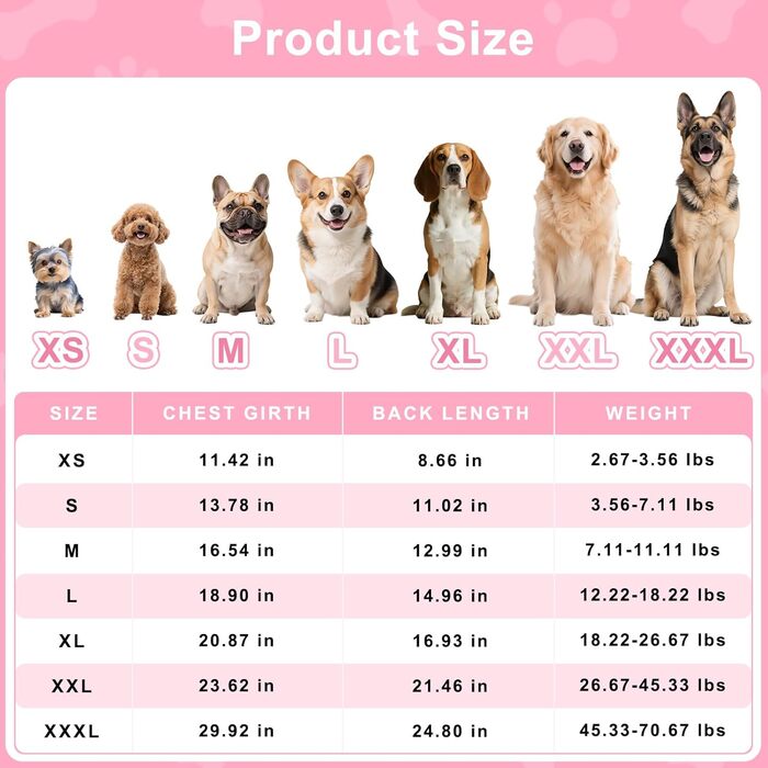 Піжама для собак Bienbee, комплект 4 шт., розмір M, XL, рожевий, м'яка, дихаюча, зручна