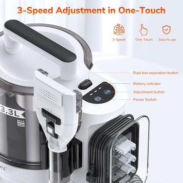 Набір для догляду за тваринами KACNON: шерстьосав'ювач та пилосос 3.3L, 13kPa. Безшумна машинка для стрижки собак та котів. Електрична щітка для тварин. Білий колір