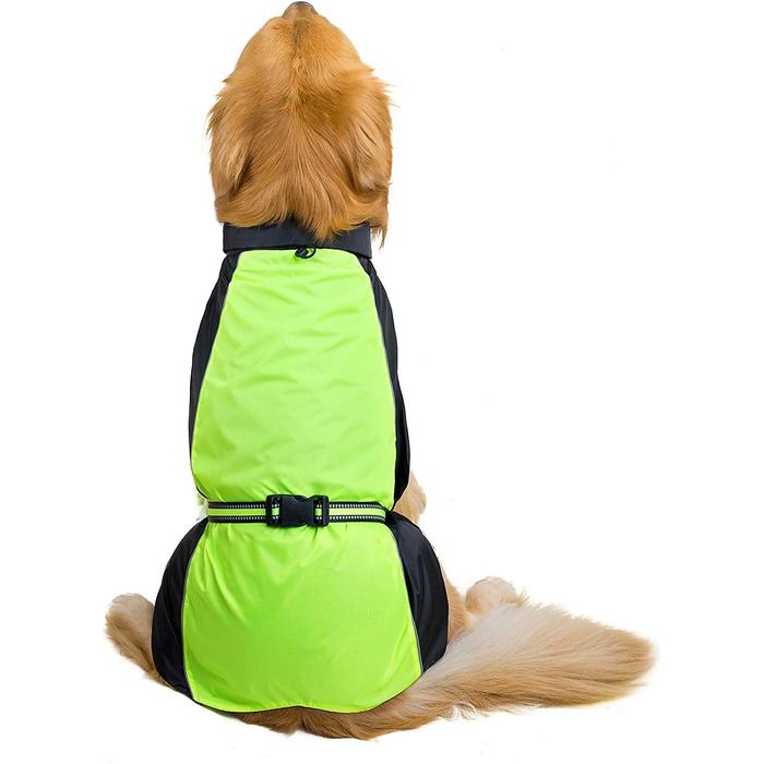Водонепроникний дощовик для собак Ranphy середнього та великого розміру, з відбиваючими елементами, дихаючий, з захистом живота, для такс та лабрадорів, ультралегкий, безпечний, зелений, 6XL (обхват грудей: 80 см), зелено-чорний