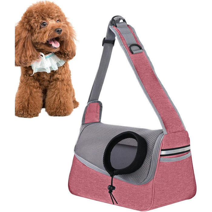 Сумка-переноска для собак і котів, рожева, 36x21 см, з відділенням для речей