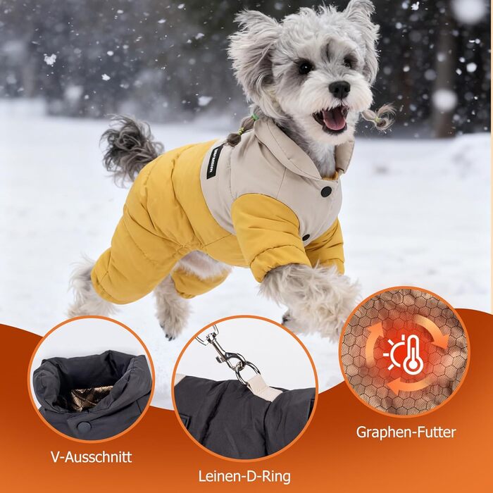 PETCUTE Зимова куртка для собак - водонепроникна, тепла, жовта (XL)