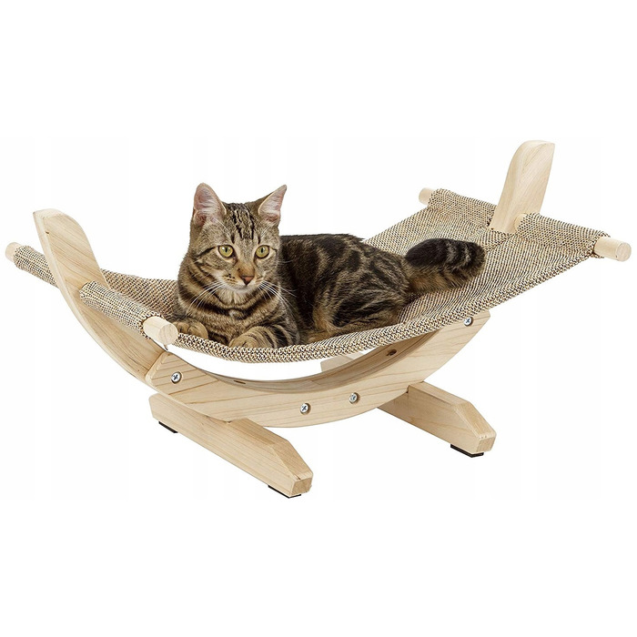 Гамак-ліжечко для котів Kerbl Siesta 2.0 Eco Wood, бежевий, 61x37x29 см