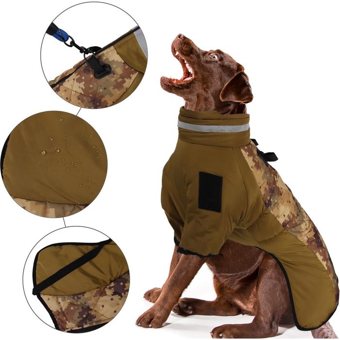 Зимовий одяг для собак: теплий водонепроникний зимовий костюм-куртка для середніх та великих собак (5XL, зелений)