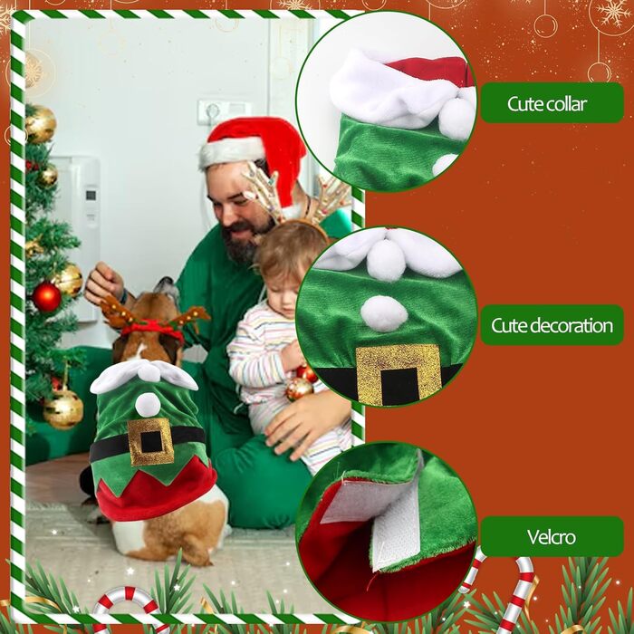 Костюм Святого Миколая для собак Threetols: теплий зимовий набір для тварин, костюм для собак, тепла куртка, набір для собак, святкова одіяння, середній розмір
