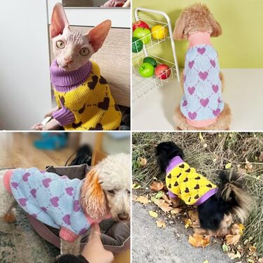 Пуловер для собак, теплий зимовий светр з візерунком, для цуценят та котів (L, Синій) L Синій