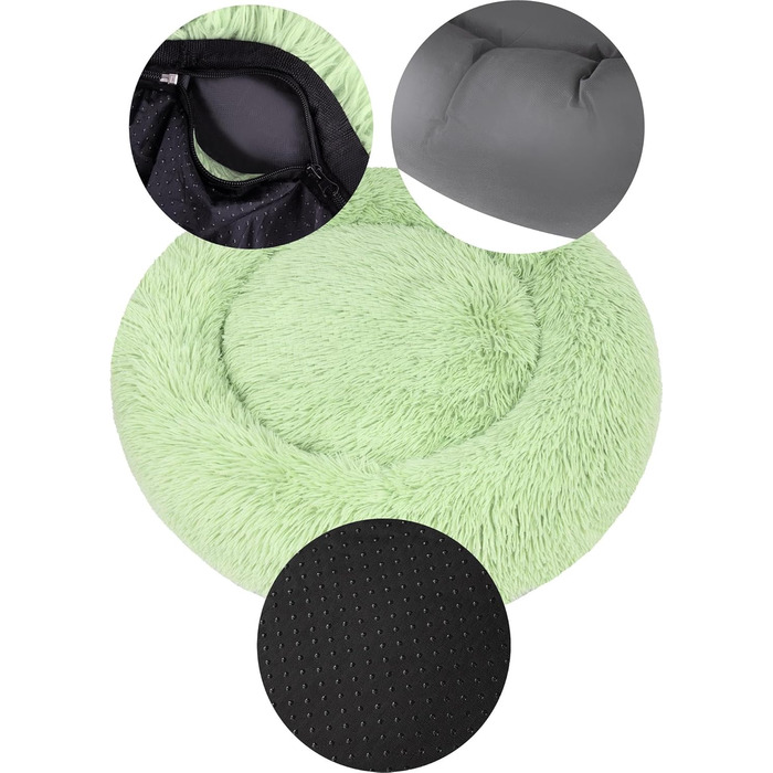 Кругле собаче ліжко Normani для великих та маленьких собак - ергономічна подушка-бублик. Собача лежанка з високим бортиком (М'ята, 100x100x28 см)
