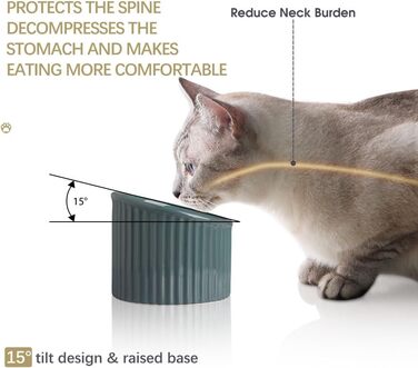 Підвищена керамічна годівниця для котів Sweejar, нахилена, 350 мл, бежева - для здоров'я спини