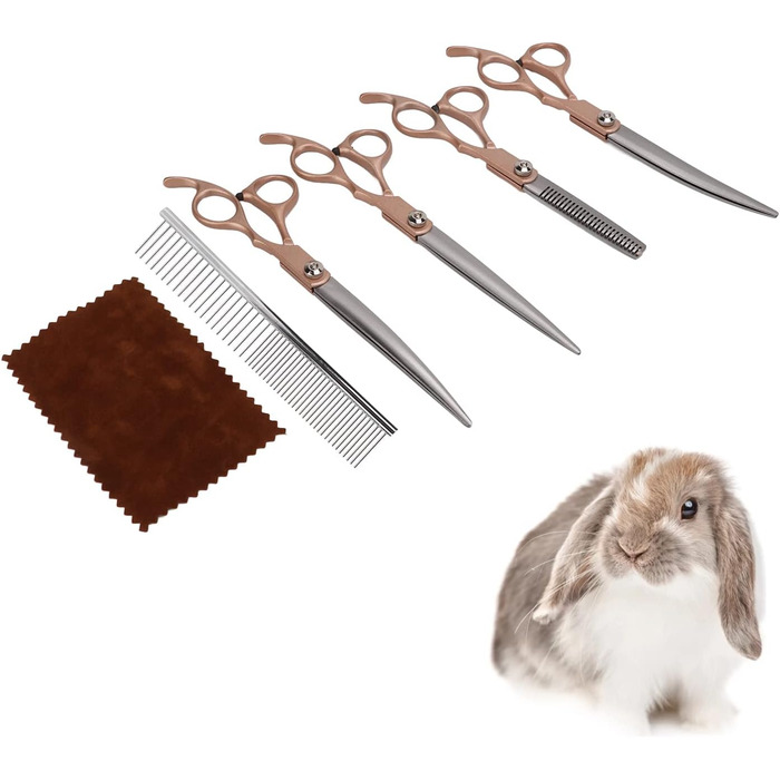 Набір професійних ножиць для грумінгу собак та котів, 17.8 см, зелений (Golden)