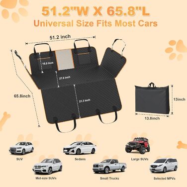 Підстилка для собак у машину, автокрісло для собак, розширення заднього сидіння, переноска для собак з сіткою та кишенею, SUV, вантажівка, темно-коричневий великий розмір