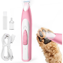 Триммер для собак Oneisall: безшумний, акумуляторний, з LED-підсвічуванням для догляду за лапами, очима, вухами та обличчям (зелений, рожевий)