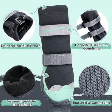 Чоботи для собак, захист подушечок лап, зимові, водонепроникні, розмір 6 (зелені)