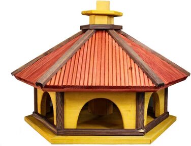 Дерев'яний годівничка для птахів з підставкою Vogelhaus XXXL, жовто-червоний, будиночок для гніздування