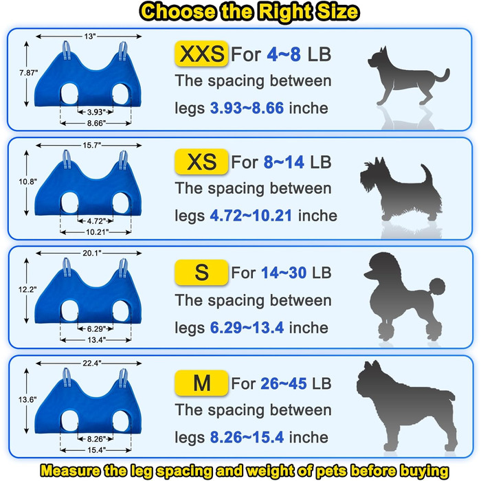 Шлейка-гамак для грумінгу собак OVTEXZOG, переноска для стрижки кігтів, гамакова сумка для собак під час грумінгу (середня, до 20 кг, блакитна)