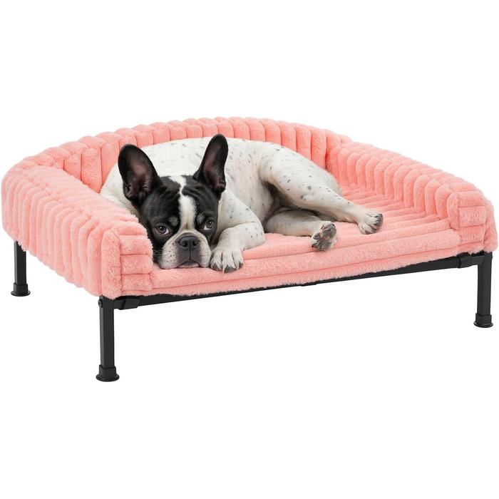 Ліжко для собак Veehoo, софа для маленьких собак, пухнасте, з ортопедичним матрацом, 60x45x10 см, білий слонова кістка