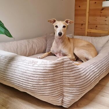 М'яке ліжко для собак 4L Textil Molly - зручне собаче ліжко-корзинка, 60x40 см, бежеве. Знімна та пральна наволочка, підходить для середніх собак.