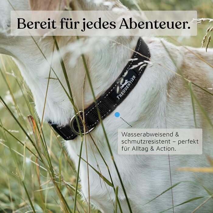 Нашийник для собак Freudentier - м'який, з неопрену, світловідбиваючий, міцний. Підходить для собак маленьких, середніх та великих порід (Чорний, 30-40 см)
