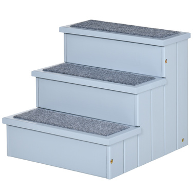 PawHut Pet Stairs Сходи для собак з 3 сходинками та килимом, для зберігання, сірий, 40.5x44.5x38 см для маленьких собак та котів