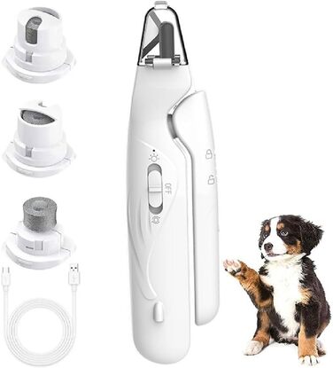 Полірувач нігтів для тварин 2-в-1 з LED-підсвічуванням, триммер для собак та котів, USB-зарядка