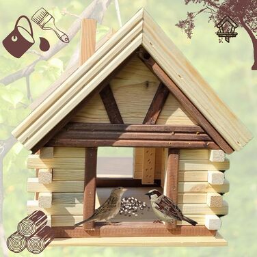 Дерев'яний годівничка для птахів VOGELHAUS, коричнева/натуральна