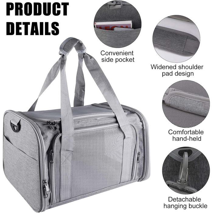 Транспортна переноска для кота/собаки Katzentransporttasche, 40x25x25 см, складана, з плечовим ременем, до 3 кг