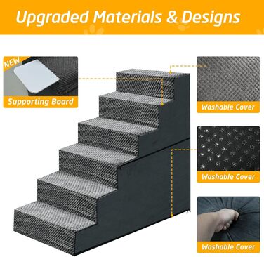 Сходинки для собак великих порід: 6 сходинок, антиковзаючі, широкі. Ідеально для літніх собак, цуценят та котів. Міцна та довговічна сходинка для дому.