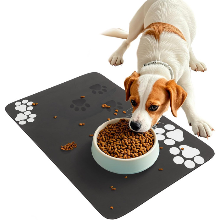 Килимок під миски для котів та собак SUKUTU, чорний, 40x60 см, неслизький, швидковисихаючий
