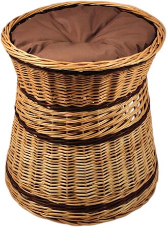 Гніздо для котів та собак: кругле, з плетіння лози, 47x47x45 см з подушкою