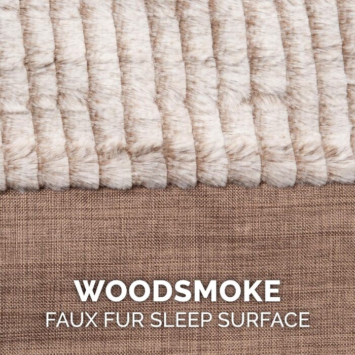 Лежак для собак і котів Furhaven Sofa, охолоджуючий гель, ортопедична піна, плюш, знімний чохол, велика, Woodsmoke