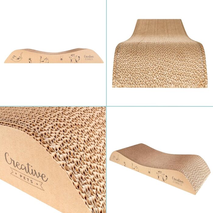 Котяче дряпальний борд | Дряпка з гофрокартону | Натуральні дряпальні дошки для котів | Міцні дряпальні меблі для котів | 2в1 котячий будиночок + дряпальний борд | Якісний картон | Великий розмір (57 x 21 x 20 см)