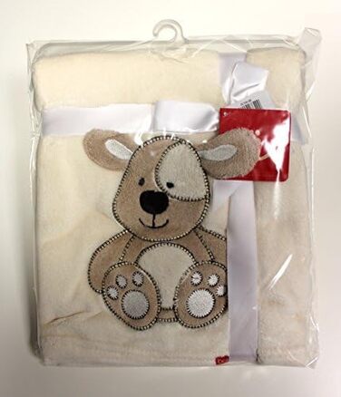 Декоративний лежак для собак KIDDI-MEDIA з вишивкою імені та аплікаціями, бежевий