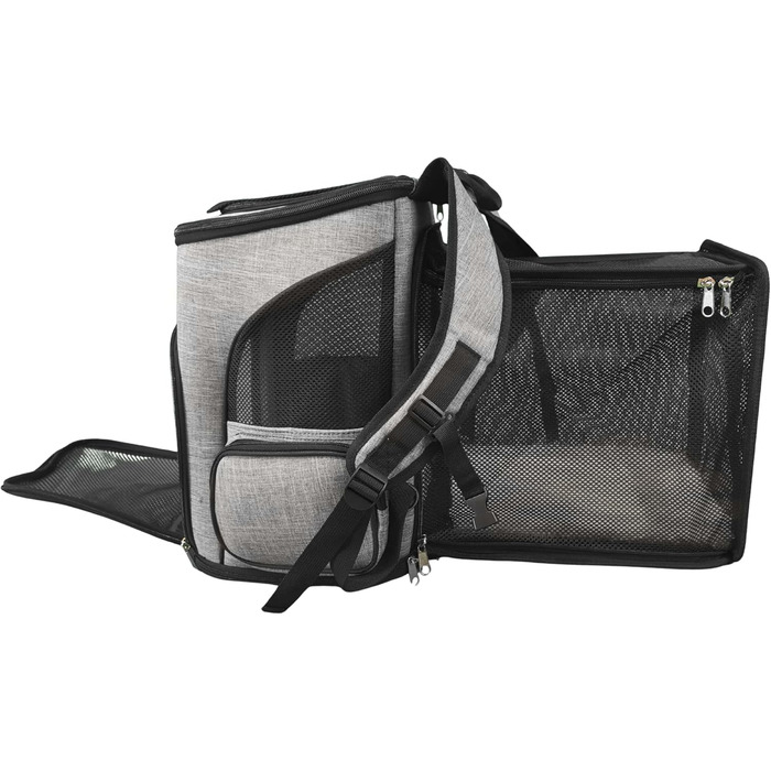 Розширюваний рюкзак для котів та собак One for Pets, сірий колір. Зручний для подорожей та прогулянок.