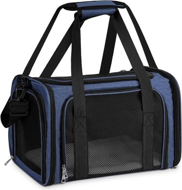Транспортна сумка для кота/собаки TOFFCAEA, складана переноска, 5 кг, для середніх собак, 43x28x28 см, темно-синій