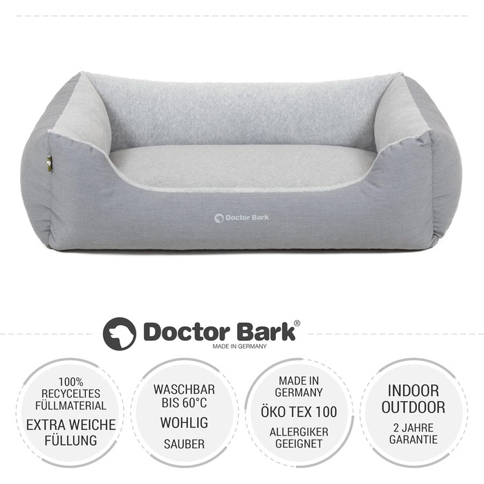 Килимок для собак Doctor Bark, плюшевий та м'який, середній, 86x65 см, сірий, Made in Germany