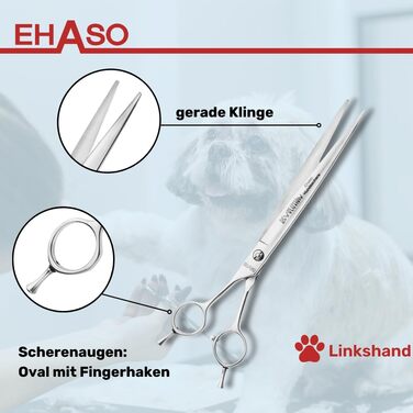 Професійна фреза для собак лівші EHASO | 23 см | Високоякісна сталь з Золінген | Міцна та довговічна