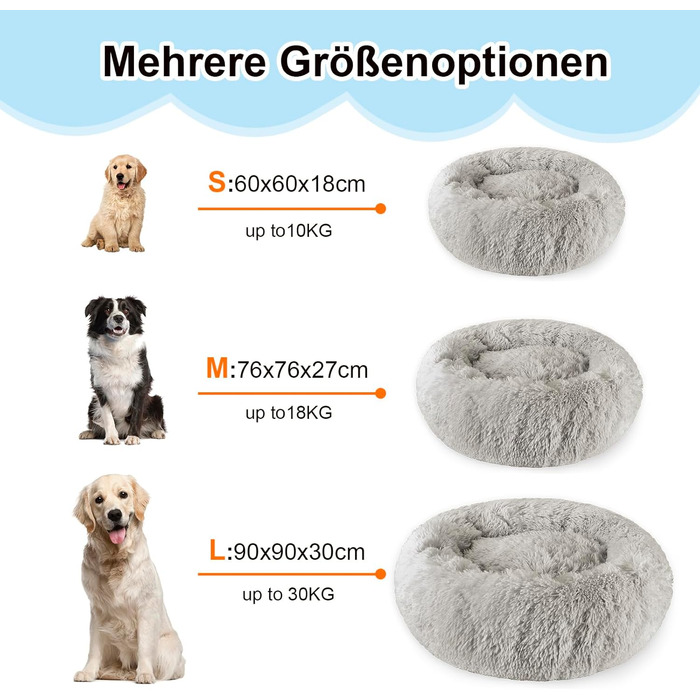 Крісло-лежанка для собак великих та середніх порід, 60 см Ø - м'яке та дихаюче лежанка з антиковзною основою та піднятим бортиком, темно-сірий колір, розмір 60 x 60 x 18 см