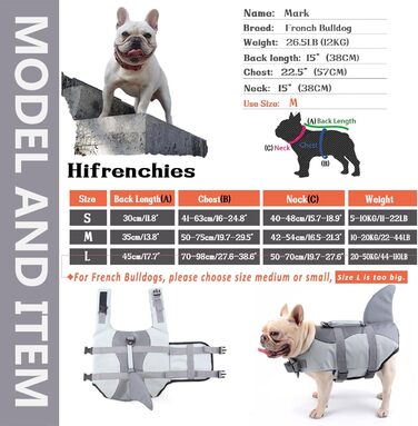 Світлокажувальний жилет для собак 'Hai' (L) - рятувальний жилет для Французького бульдога